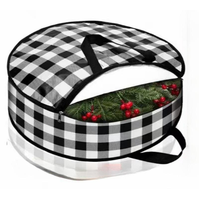 

Сумка для хранения рождественского венка Складная сумка для хранения рождественской елки Контейнер для венка с двойной ручкой Инструмент для хранения семейных праздников S чёрный