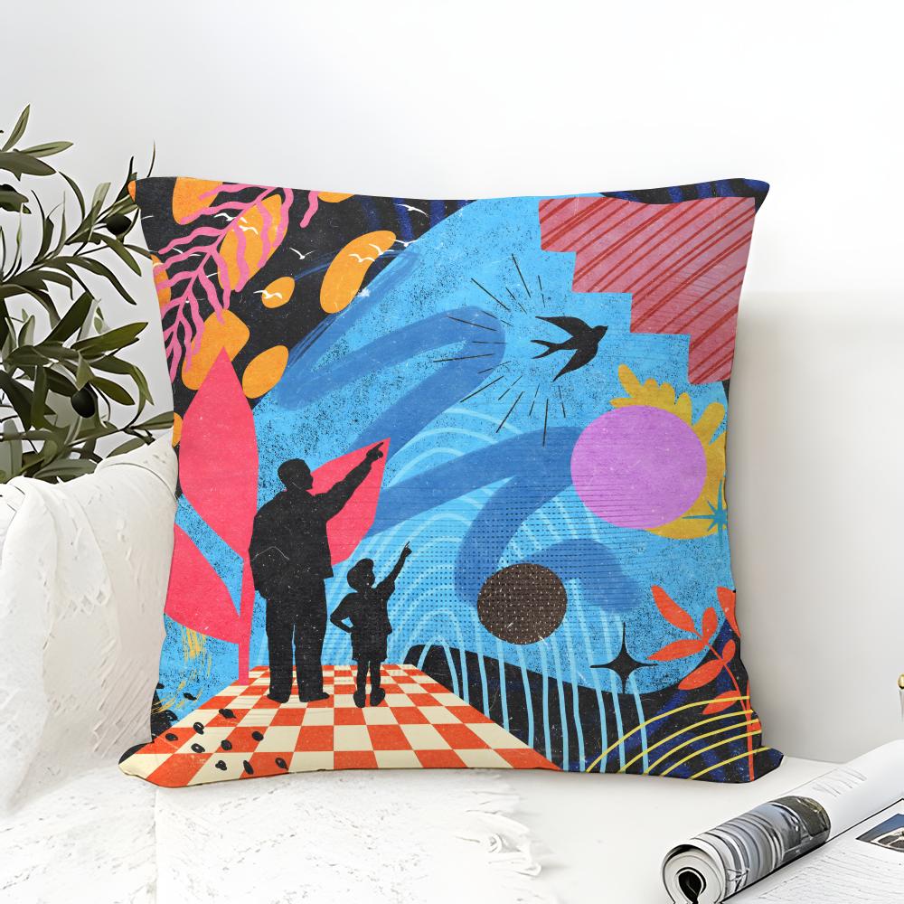 Color Illustrator W-Willian Santiago Art 4 Pillow Case Linen Pillow Case Sofa Home Decor Cushion Cover Cushion Cove