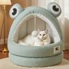 Cat Friendly Eco-Friendly Winter Warm 100% Cotton Semi-Enclosed Pet Bed Mat Solid Pattern Cat House Carton Kittens Puppies