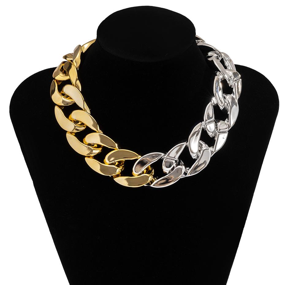 High Quality Exaggerated Acrylic Big Chain Necklaces Women Statement Hip Hop Twisted Chunky Thick CCB Link Choker Gothic Jewelry