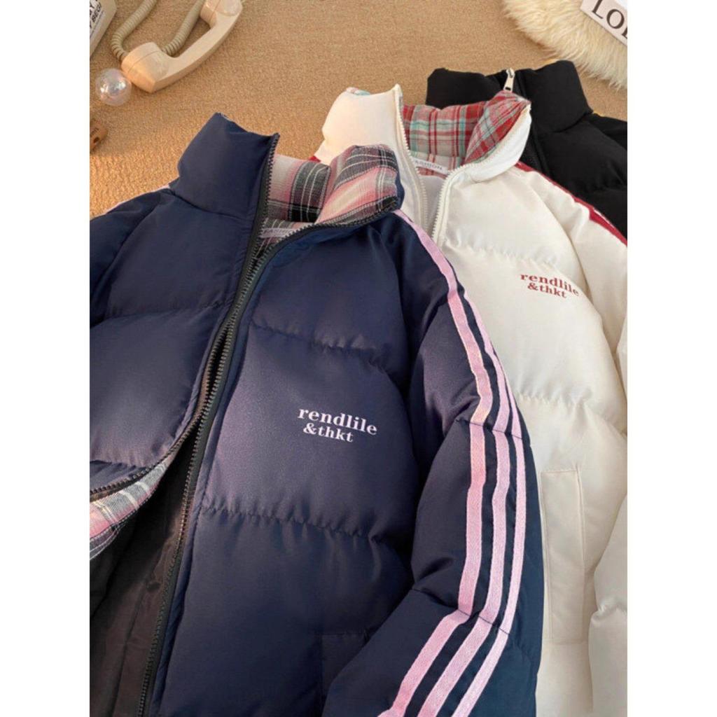 Men's Trendy American Style Striped Patchwork Cotton Puffer Jacket - Winter 2025 Warm and Thickened Outerwear