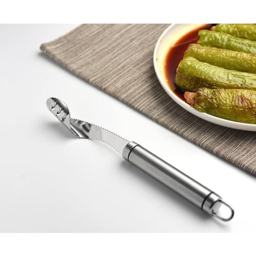 Jalapeno Pepper Corer - Core Decider To Peel or Slice Bell Banana or Chili Tops for Roasting Poppers In the Grill Smoker or Oven - Stainless Steel Kit