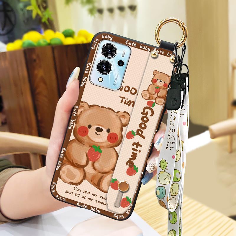 Dirt-resistant Ring Phone Case For ZTE Blade V40 Pro Protective Cute Kickstand Wrist Strap Shockproof Back Cover Durable