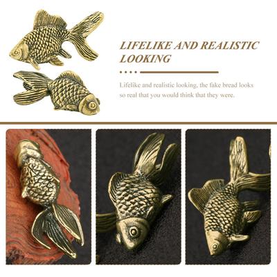 Messing Kleiner Fisch Ornament Statue Figur Retro Skulptur Miniatur Figur Geschenke