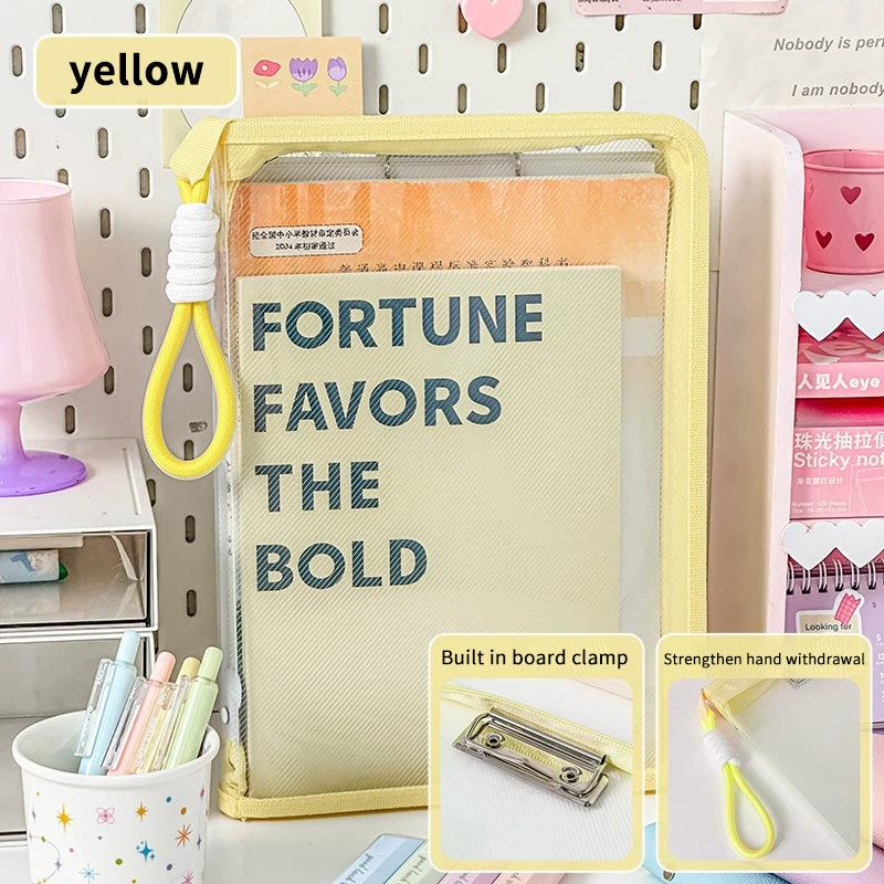 Портативный чехол для папок с прозрачной ручкой сумки-органайзеры для хранения формат А4 на молнии конфетных цветов держатель для канцелярских принадлежностей 33yellowCM 707₽