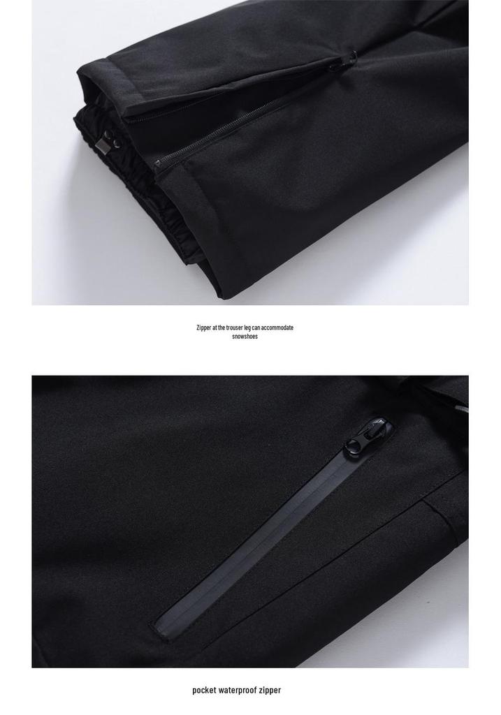 Ski Pants - Windproof, Waterproof, Cotton-Padded, One-Piece for Men & Women, Suitable for Single & Double Boarding