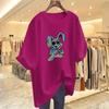 European and American Women's Rabbit Print Loose Round Neck Short Sleeve T-shirt - Summer New Style Top