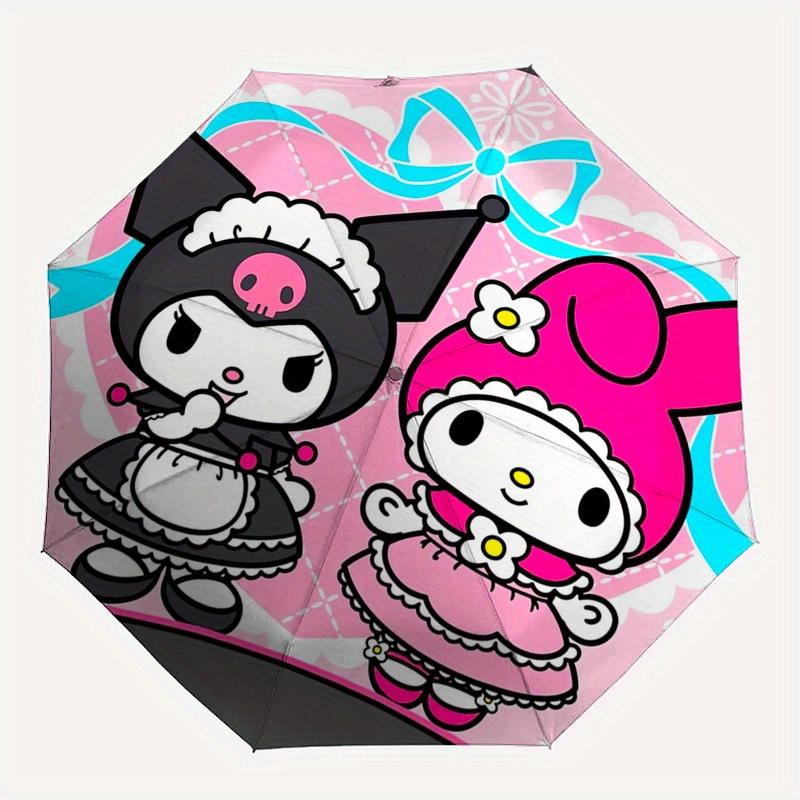 My Melody,Kuromi Automatic Folding Umbrella-Simple 8-Rib Design, Bright Cartoon Pattern, Durable Iron Frame, Suitable For Travel, Outdoor, B