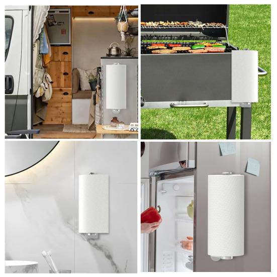 Wall-Mounted Paper Roll Holder Strong Load-bearing Waterproof Simple Installation Self-Adhesive Tissue Rack Paper Towel Holder