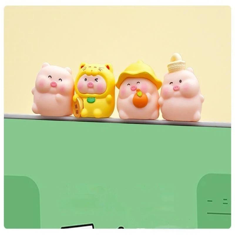 Mini Pig Resin Figurines 6 Pcs Cute Cartoon Animal Statues for Fairy Garden Home Office Desk Decoration Gift