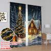 2pcs 2D Flat Printing Christmas Window Drapes Holiday Christmas House Versatile Durable Polyester Without Electricity Spring