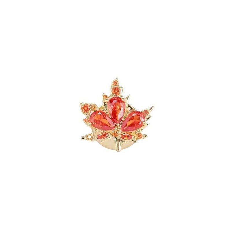 Light Luxury Maple Leaf Brooches, High-end Brooches, Suit Buttons, Crystal Badges, Simple Collar Pins and Accessories