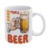 1pc 11oz Double-Sided Printed Mug for Beer Lovers, Smooth Ceramic, Great Simple Gift