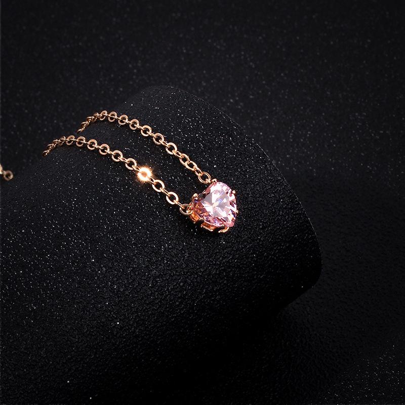 New accessories, European and American simple alloy chain crystal necklace, colorful fashionable heart-shaped zircon collarbone chain