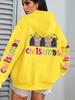 Merry Christmas Leopard Trees Printing Hoodie Women Hip Hop All-Match Streetwear Casual Loose Hoodies Fleece Autumn Woman Hoody
