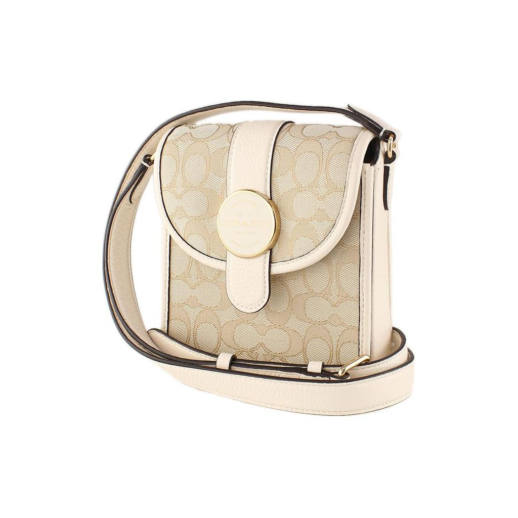 New COACH N/S Iconic Jacquard With Refined Pebbled Leather Chambray Shoulder Bag, Crossbody Bag Trumpets Women's C8321-IMDQC