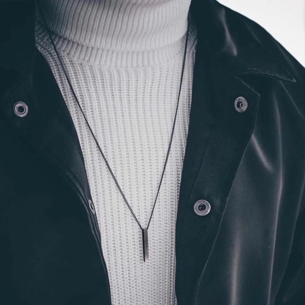 Personality Geometric Square Spiral Pendant Necklace for Mens Hip Hop Rock Chokers Stainless Steel Chain Punk Party Jewelry Gift