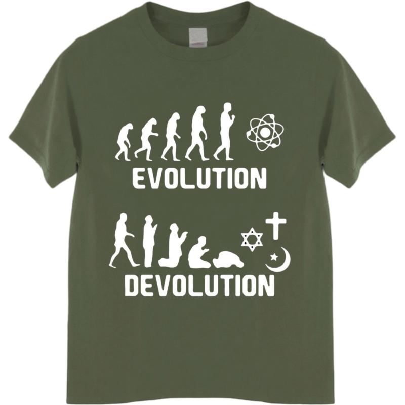 Casual summer For man t shirt Evolution Devolution Symbol Religion Science Short Sleeve Comfortable Round Neck Tee shirt