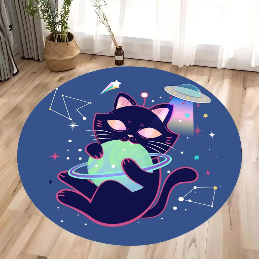 Kawaii Cartoon Cat Rug Playful Floor Mat for Kids Room Carpet Nursery Decor Gift for Fans Bedroom Living Room Gift