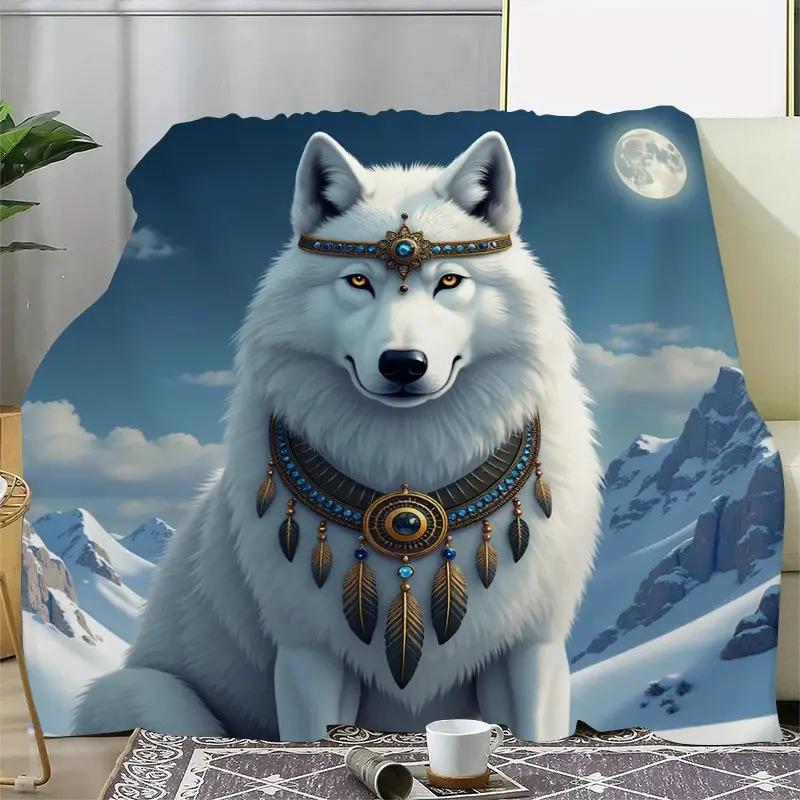 Manta Suave Con Estampado 3d De Lobos De Nieve Y Atrapasue?o S
