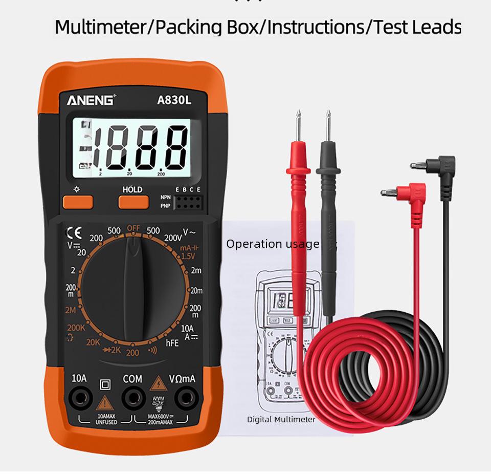 

TESTEK A830L Ручний цифровий мультиметр 135×67×33 mm
