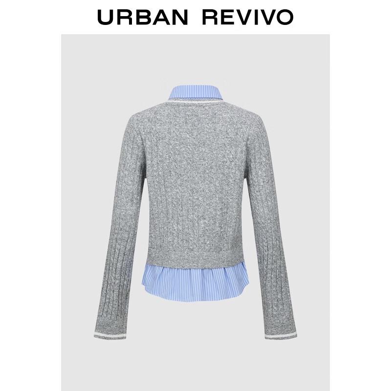 UR Women's Sequined Faux Two-Piece Patchwork Knit Top