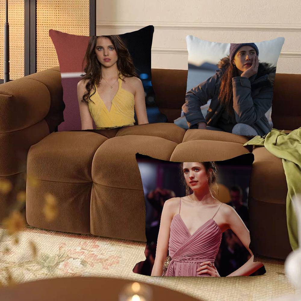 M-Margaret Q-Qualley Personalized Pillow Cover Kids Bedroom Wild Party Decor Pillowcase Kid Birthday Shower Gift