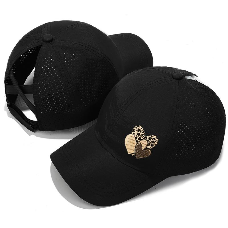 Quick-Drying Ponytail Baseball Cap Love Print Sun Hat Outdoor Cap чёрный