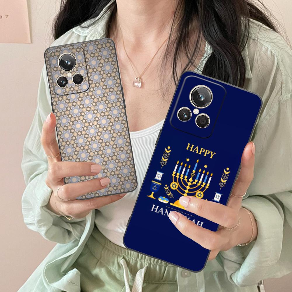 Jewish Hanukkah Mobile Phone Case for Realme 15 14 13 12 11 10 9 Pro Plus T I Lite 5G Colorful Printing Cover Luxury Smartphone