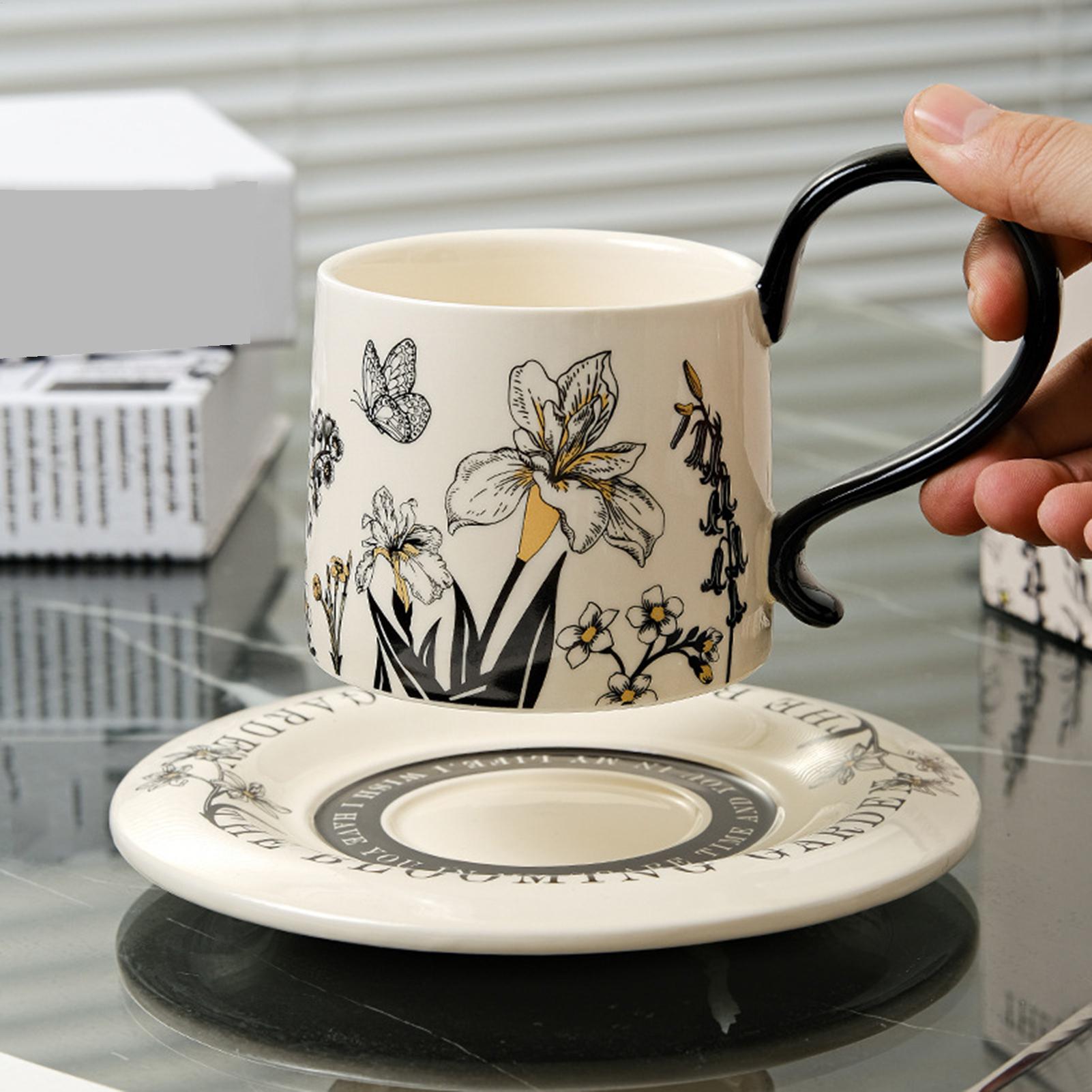 

Tea Cup Set With Saucers And Spoons Coffee Mug Set For Cappuccino Milk Cocoa Juice Beer Kitchen Cafe Restaurant Home Birthday China Mainland