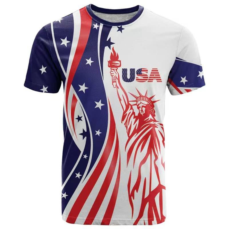 Mens Loose Fit 3D Print Soccer Fan T-Shirt USA Canada Mexico World Cup Support Tee Sportswear