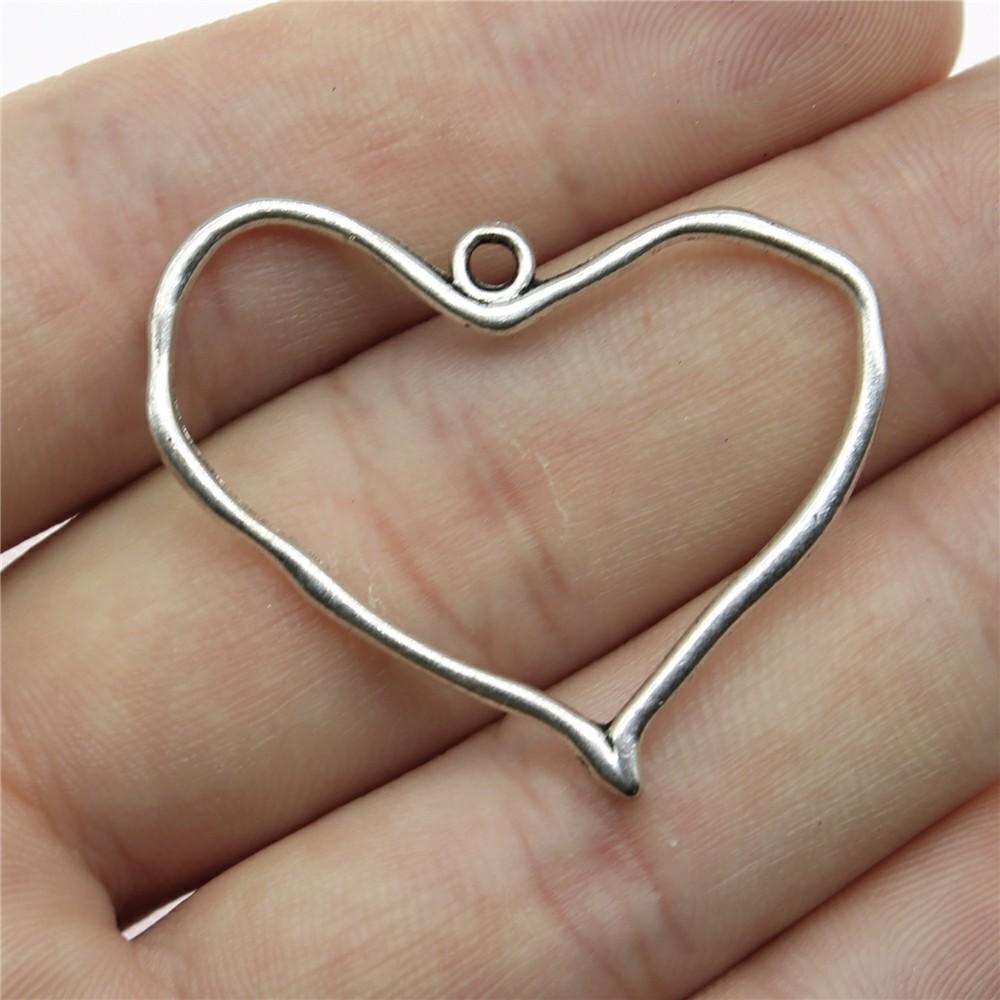 10pcs Charms Heart DIY Jewelry Findings For Jewelry Making Accessories Antique Silver Color Big Heart Charms Pendant