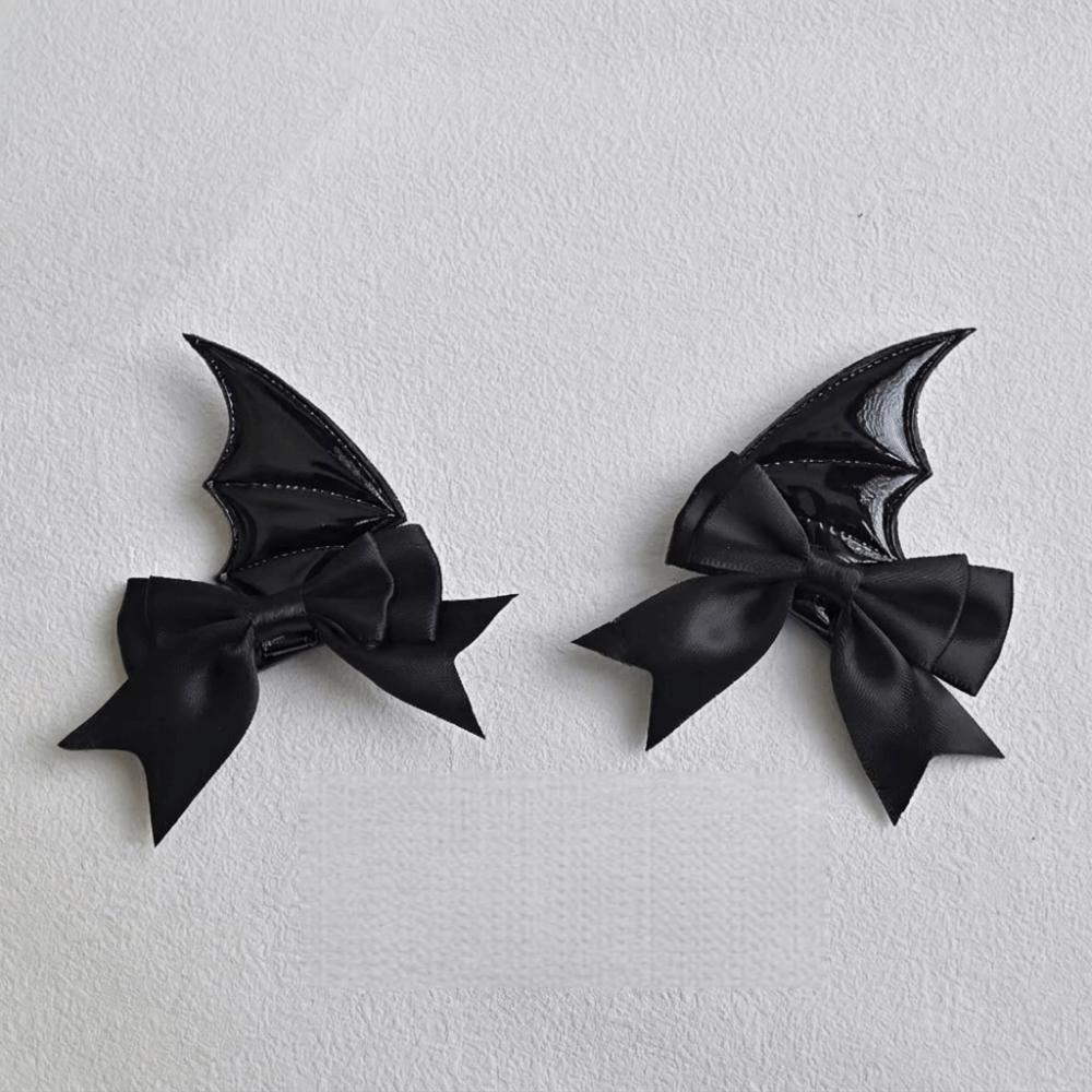 2 Pcs Y2K Bat Wings Hair Clips Bow Devil Horn Hair Clips Fashion Bat Duckbill Clips  Cosplay