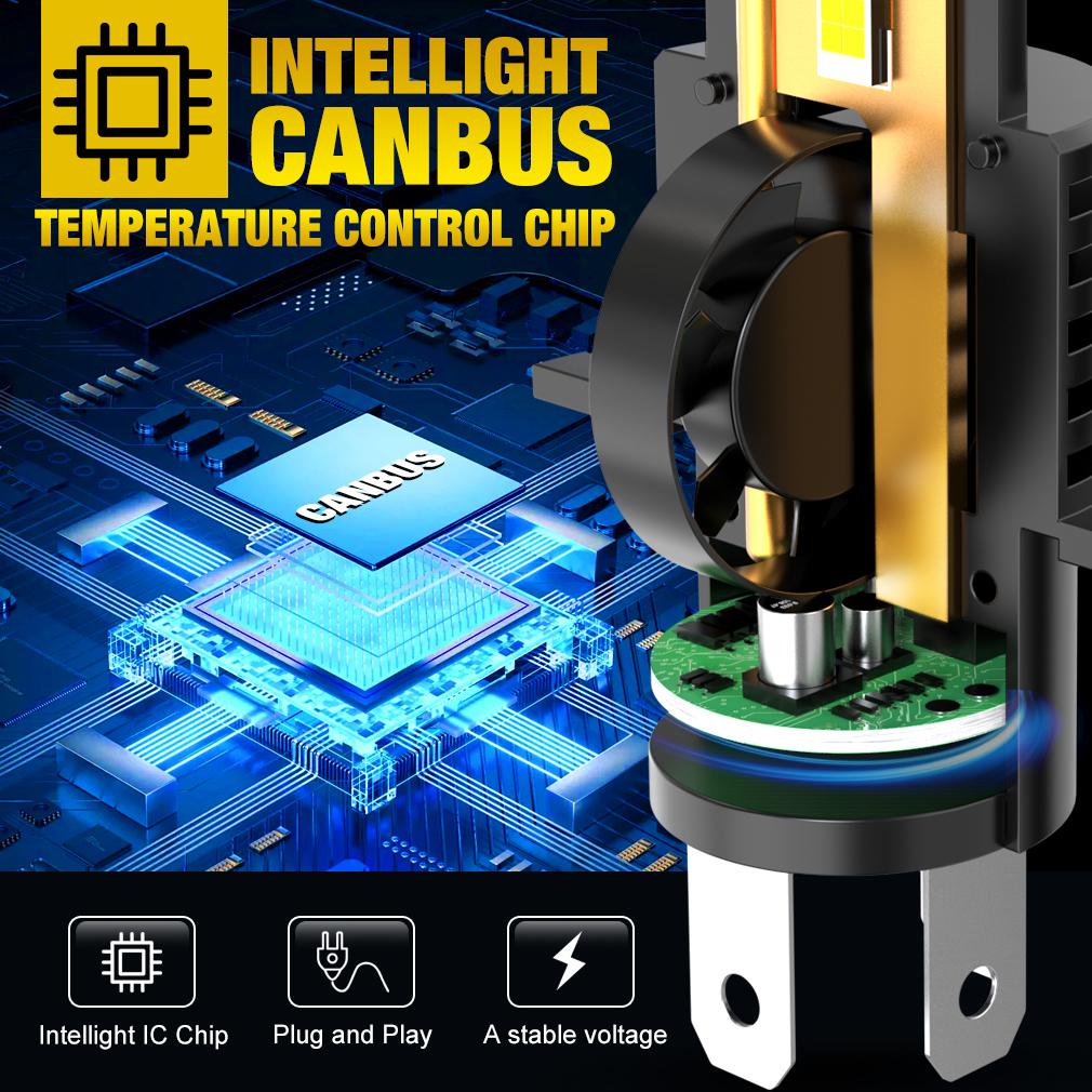 2Pcs Canbus H4 LED Headlight Bulbs High Low Beam 25000LM Car Motorcycle Lights 24pcs 3570 CSP Turbo Led Copper Tube Lamps Auto Moto Headlamp 12V 6500K