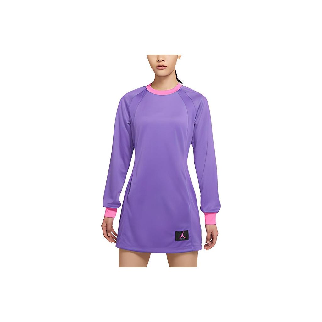 Jordan Casual Sports Pullover Round Neck Long Sleeve Dress Women Dress Lavender-Pink DA1535-511