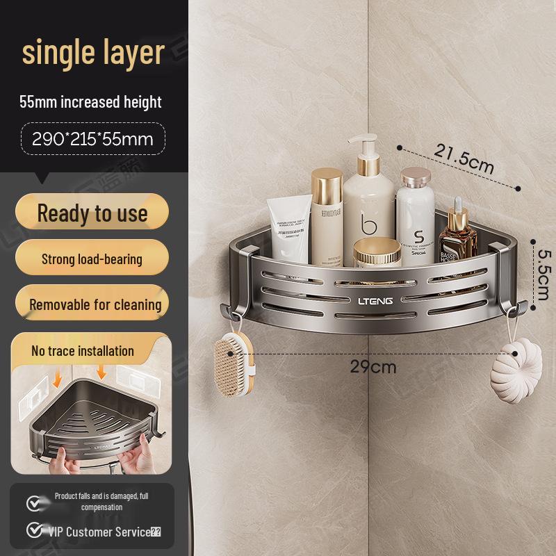 Punch-Free Traceless Wall-Mounted Bathroom Corner Shelf