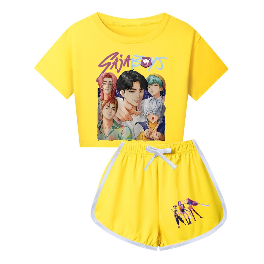 Kpop Witch Hunt Summer Boy Girls Cute Comfortable Soft Printed Half Body Short Sleeved Shorts Set