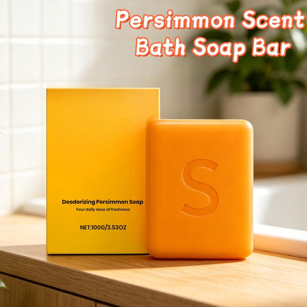 Persimmon Bath Soap Rich Foam Gentle Cleanse Moisturize Dry Skin Soften Skin Texture No Tightness Natural Fruity Aroma Soap Bar