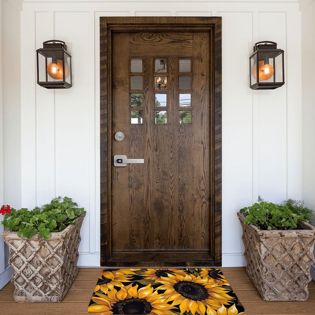 Beautiful Vintage Sunflower Flowers Front Door Mat Anti-Slip Indoor Quick Dry  Doormat Kitchen Balcony Entrance Rug Carpet