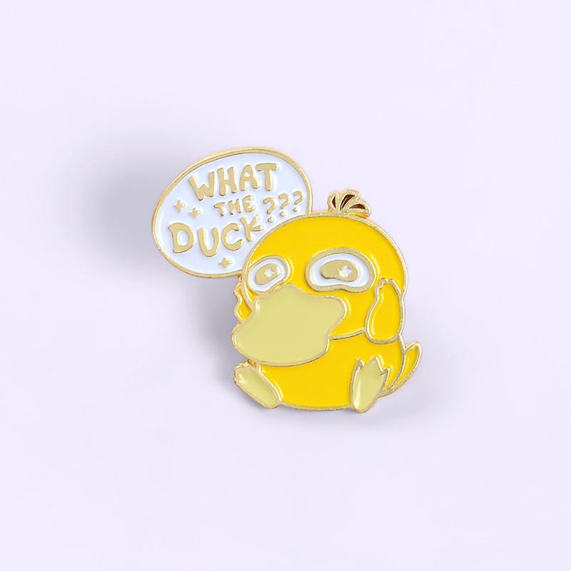 Yellow Creative Animal Duck Brooch With Colorful Enamel And Letter Theme For Trendy Outfits
