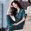 Pure cotton pajamas women's summer short-sleeved trousers two-piece set spring and summer loose casual loungewear can be worn outside