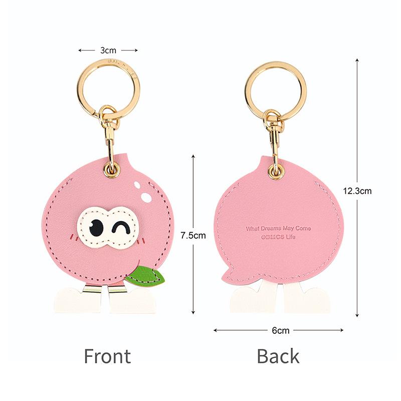 Bamen Bug Club Cartoon Access Control Card Leather Case Keychain Creative Cute Girl Key Pendant Bag Hanging Personalized Gifts