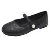Fashion Pearl Strap Flat Shoes Autumn New Round Toe Shallow Mouth Soft Sole Non-slip Low-top Single Shoes