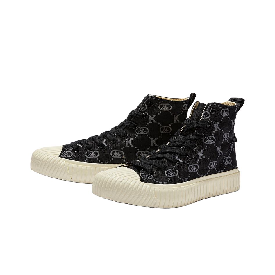 Kappa All Over Print Casual High Top Canvas Shoes Unisex Sneakers Black K0CY5VS14-990