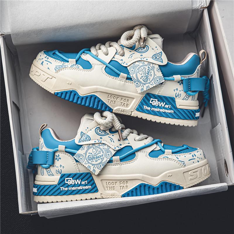 Men's Shoes Summer Design Sense Niche Casual Board Shoes Middle School Students Versatile Trend Sports Platform Shoes Men's