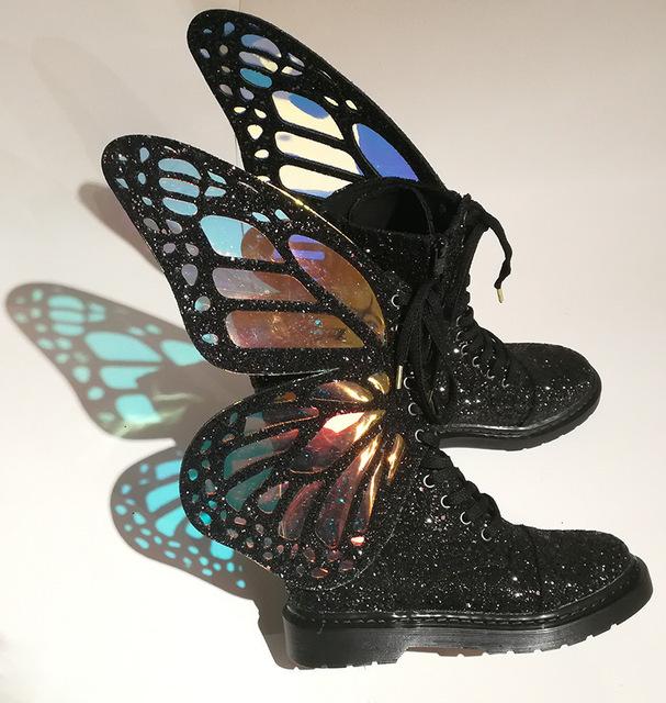 

Женские туфли Butterfly Wings, блестящие серебристые кожаные кеды на плоской подошве, женские ботильоны на шнуровке, высокие туфли на платформе для отдыха 38