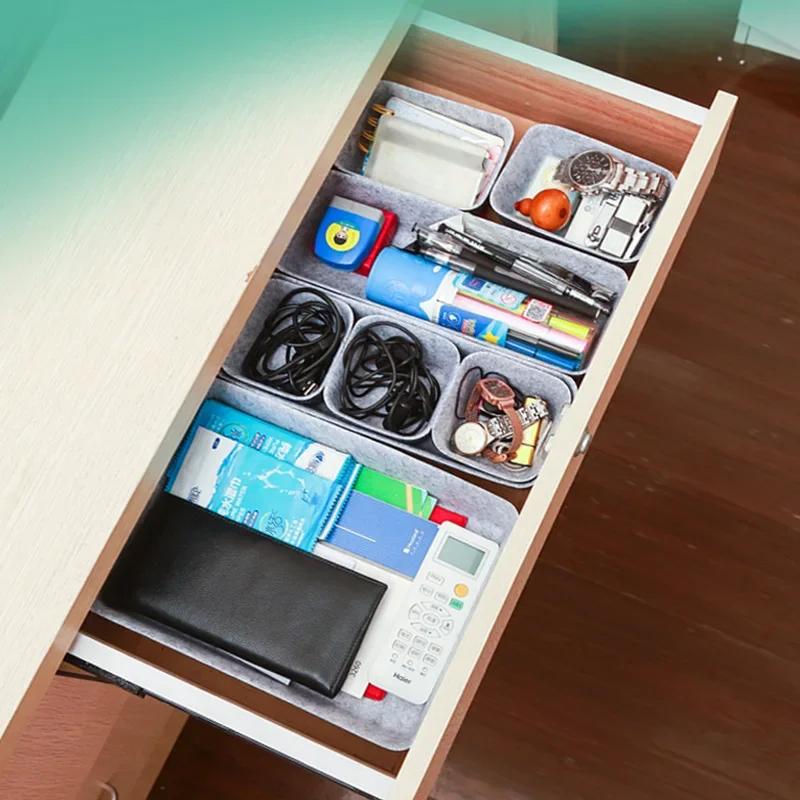 8Piece Seamless Felt Organizer Box Set Multipurpose Desktop Storage Bin For Stationery Crafts And Home Accessories