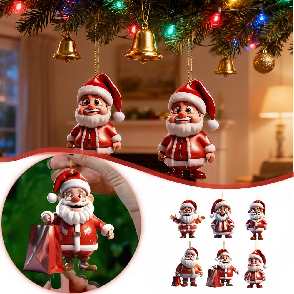 2D New Christmas Tree Decoration Pendant Santa Claus Acrylic Durable Material Xmas Gifts Home Decor Papai Noel Cosas Navideñas