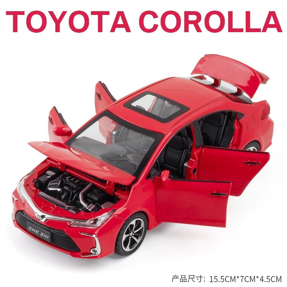 Diecast 1/32 TOYOTA Corolla Alloy Car Model Sound and Light Pull Back Door Opening Metal Car Model Collection Gifts for Friends