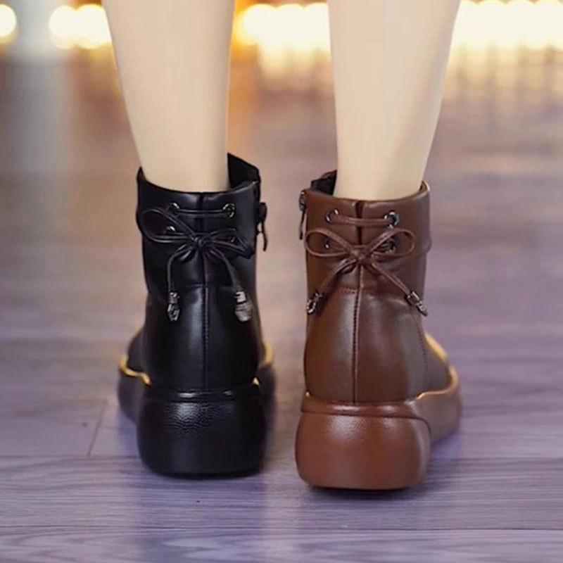 Vinter nye fløyel allsidige korte støvletter dame plattform muffin Martin støvler sklisikre medium mor bomullssko myke